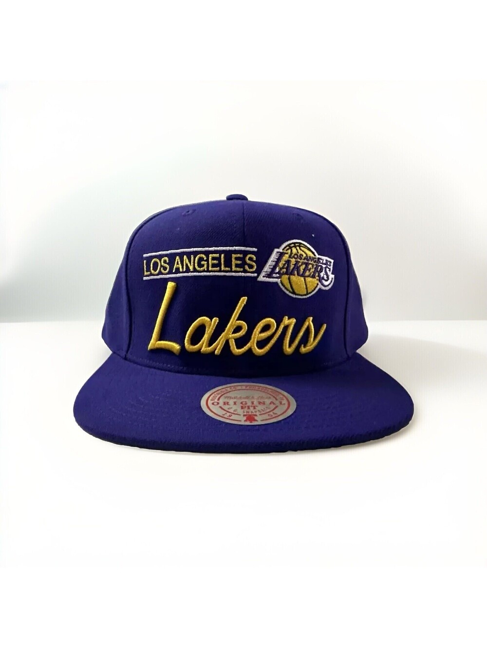 Los Angeles Lakers Mitchell & Ness Purple Script Adjustable Snapback Hat New